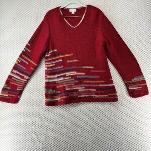 Northern‎ Isles Knit Sweater V-Neck Colorful Rainbow Casual Comfy Vintage M
